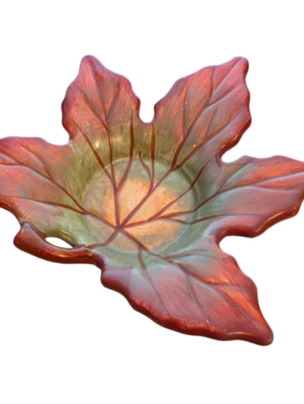 Vintage Retired Yankee Candle Tea light Holder Halloween Autumn Fall Leaf RARE